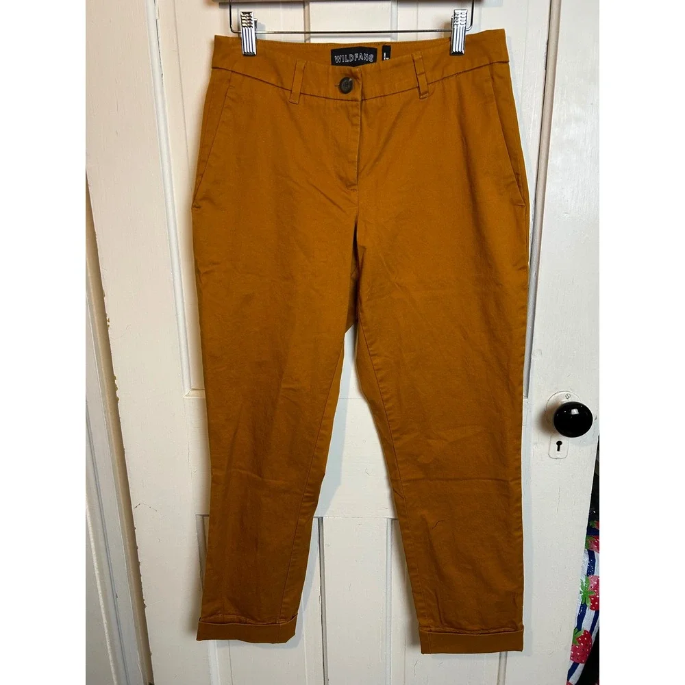 Wildfang The‎ Essential Trouser Burnt Orange Ochre Cotton Stretch Pants Size 4